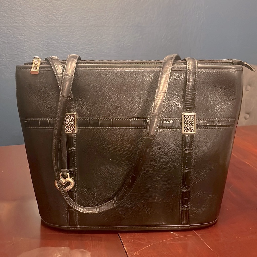 Brighton Genuine Leather Over the Shoulder Bag, Black